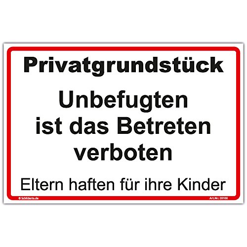 Schild"Privatgrundstück - Betreten verboten" Hinweisschild 600x400 mm stabile Aluminiumverbundplatte 3mm stark von Schilderio