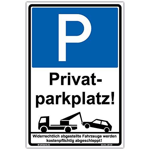 Schild "Privatparkplatz" Hinweisschild 210x140 mm hochkant, stabile Aluminiumverbundplatte 3mm stark von Schilderio