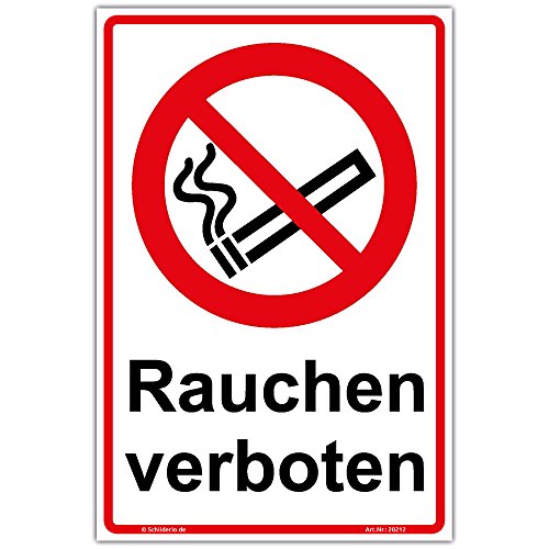 Schild Rauchen verboten Hinweisschild 450x300 mm Hochformat, stabile Aluminiumverbundplatte 3mm stark von Schilderio