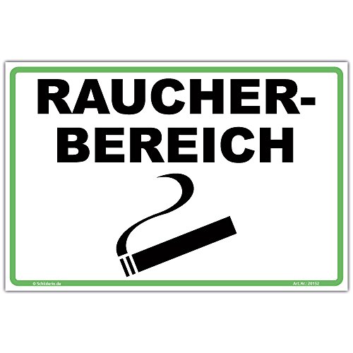 Schild"Raucherbereich" Hinweisschild 600x400 mm stabile Aluminiumverbundplatte 3mm stark von Schilderio