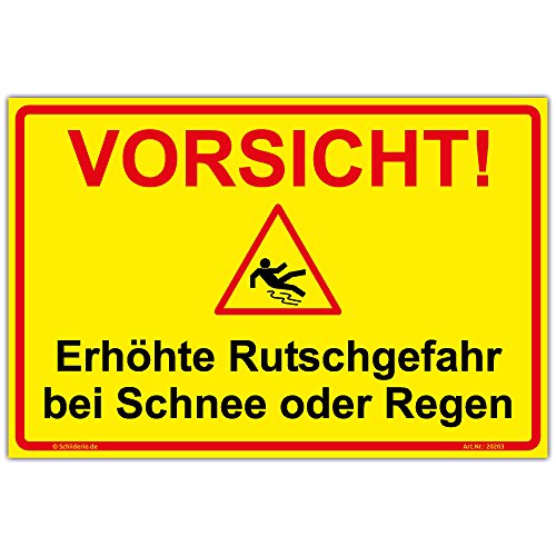 Schild Vorsicht Erhöhte Rutschgefahr Hinweisschild 600x400mm gelb Querformat, stabile Aluminiumverbundplatte 3mm stark, inkl. 4 Eckbohrungen von Schilderio