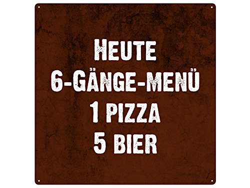 20x20cm Blechschild HEUTE 6-GÄNGE MENU Deko Küche Restaurant Pizzeria Vintage Schild von Schilderkönig