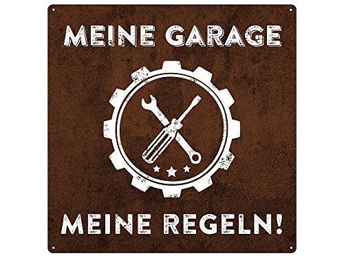 20x20cm Schild Meine Garage Meine Regeln Auto Deko Blechschild 20x20cm Schild Meine Garage Meine Regeln Auto Deko Blechschild von Schilderkönig