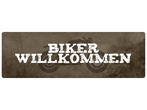 Schilderkönig Biker WILLKOMMEN Türschild Metallschild wetterfest Motorradfahrer Geschenk von Schilderkönig