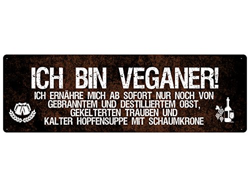 Schilderkönig ICH Bin Veganer Schild Küche Ernährung veganes Geschenk von Schilderkönig