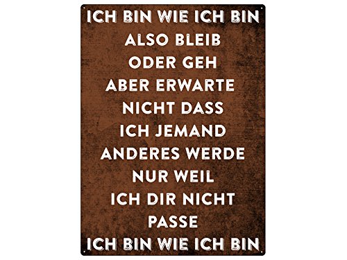 Metallschild 28x20cm ICH Bin WIE ICH Bin Spruch Freund Freundin Motivation von Schilderkönig