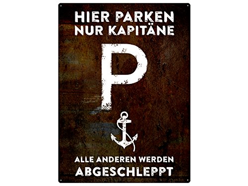 PARKSCHILD 28x20cm Hier PARKEN NUR KAPITÄNE Geschenk Segler Yacht Boot Schiff von Schilderkönig