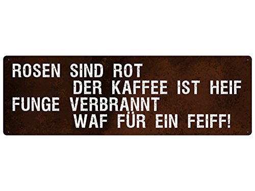 Rosen SIND ROT Schild mit Spruch Spruchschild Wandschild Küche Kaffee von Schilderkönig