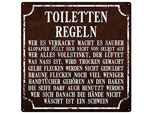 Schilderkönig Blechschild TOILETTEN Regeln 20x20cm großes Dekoschild Badregeln Schild für das Bad oder Gäste-WC Schilderkönig Blechschild TOILETTEN Regeln 20x20cm großes Dekoschild Badregeln Schild für das Bad oder Gäste-WC von Schilderkönig