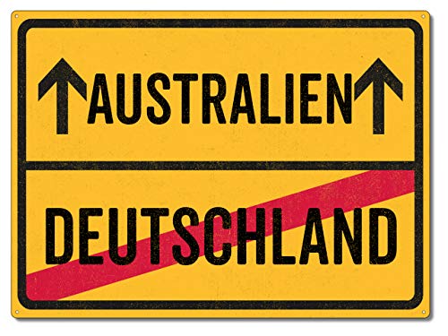 Schilderkönig Metallschild 28x20cm - Australien Deutschland - Schild für USA Auswanderer wetterfestes Ortsschild Ortstafel Abschiedsgeschenk Schilderkönig Metallschild 28x20cm - Australien Deutschland - Schild für USA Auswanderer wetterfestes Ortsschild Ortstafel Abschiedsgeschenk von Schilderkönig
