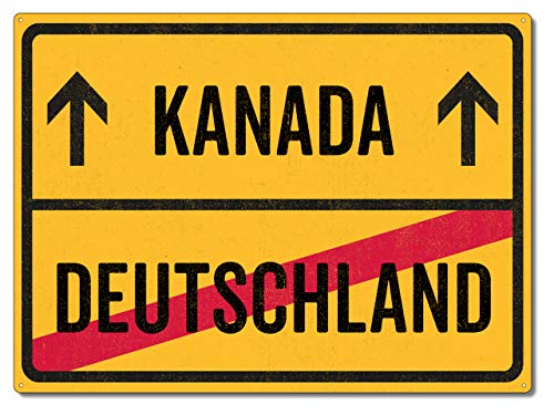 Schilderkönig Metallschild 28x20cm - Kanada Deutschland - Schild für Auswanderer wetterfestes Ortsschild Ortstafel Abschiedsgeschenk Schilderkönig Metallschild 28x20cm - Kanada Deutschland - Schild für Auswanderer wetterfestes Ortsschild Ortstafel Abschiedsgeschenk von Schilderkönig