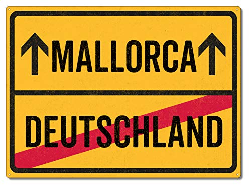 Schilderkönig Metallschild 28x20cm - Mallorca Deutschland - Schild für Auswanderer wetterfestes Ortsschild Ortstafel Abschiedsgeschenk Schilderkönig Metallschild 28x20cm - Mallorca Deutschland - Schild für Auswanderer wetterfestes Ortsschild Ortstafel Abschiedsgeschenk von Schilderkönig