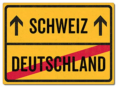 Schilderkönig Metallschild 28x20cm - Schweiz Deutschland - Schild für Auswanderer wetterfestes Ortsschild Ortstafel Abschiedsgeschenk Schilderkönig Metallschild 28x20cm - Schweiz Deutschland - Schild für Auswanderer wetterfestes Ortsschild Ortstafel Abschiedsgeschenk von Schilderkönig