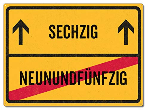 Schilderkönig Metallschild 28x20cm -Sechzig Neunundfünfzig - Schild zum 60. Geburtstag wetterfestes Ortsschild Ortstafel Partydeko runder Geburtstag Schilderkönig Metallschild 28x20cm -Sechzig Neunundfünfzig - Schild zum 60. Geburtstag wetterfestes Ortsschild Ortstafel Partydeko runder Geburtstag von Schilderkönig