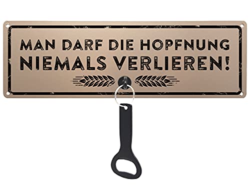 Schilderkönig Metallschild mit Flaschenöffner - BIEROLOGE - Schild mit Bieröffner als Geschenk für Freund, Männergeschenk von Schilderkönig