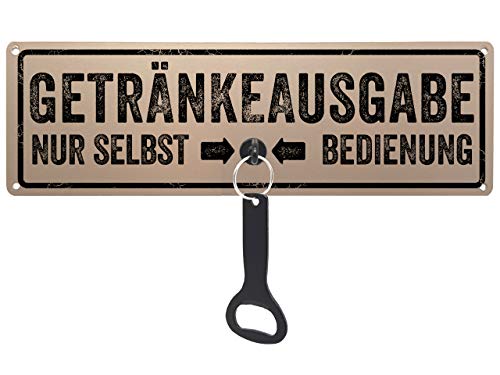 Schilderkönig Metallschild mit Flaschenöffner - Getränkeausgabe - Schild mit Öffner für Feier, Geburtstag als Bardeko oder Partydeko Schilderkönig Metallschild mit Flaschenöffner - Getränkeausgabe - Schild mit Öffner für Feier, Geburtstag als Bardeko oder Partydeko von Schilderkönig