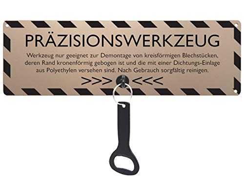 Schilderkönig Metallschild mit Flaschenöffner - Präzisionswerkzeug - lustiges Schild für Werkstatt, Garage, Carport, Hobbykeller, Bastelraum, von Schilderkönig