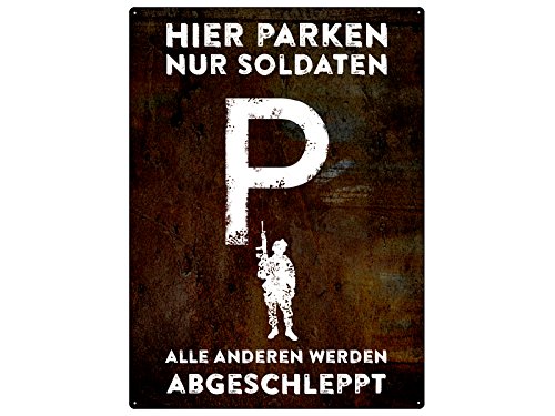 Schilderkönig PARKSCHILD 28x20cm Hier PARKEN NUR Soldaten Bundeswehr Armee Metallschild von Schilderkönig
