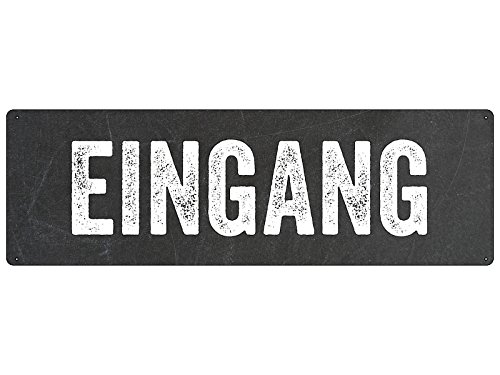 Türschild EINGANG Metallschild wetterfest draußen Blechschild Vintage Retro grau von Schilderkönig