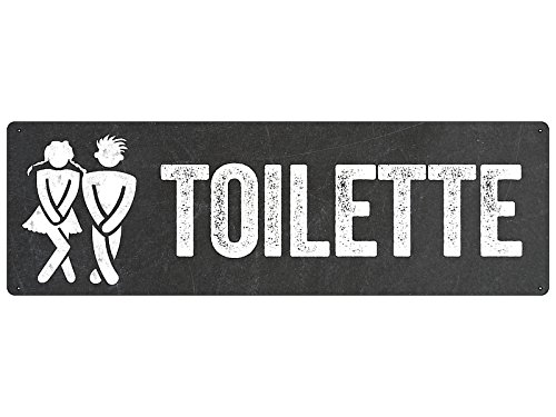 Schilderkönig Türschild Toilette *SCHWARZ* Gäste WC Toilettenschild wetterfest Metallschild Vintage von Schilderkönig