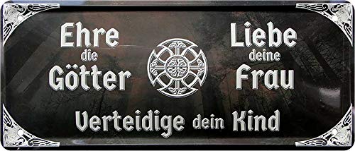 schilderkreis24 - “Ehre die Götter Liebe Deine Frau Kind“ Schild Deko Metallschild Garage Werkstatt Hobbyraum Hauseingang Tür Geschenkidee Geschenk zum Geburtstag oder Weihnachten 28x12 cm schilderkreis24 - “Ehre die Götter Liebe Deine Frau Kind“ Schild Deko Metallschild Garage Werkstatt Hobbyraum Hauseingang Tür Geschenkidee Geschenk zum Geburtstag oder Weihnachten 28x12 cm von schilderkreis24