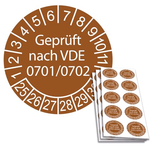 100 x VDE/Elektro-Check Prüfplaketten/Sicherheitsplaketten 30 mm Durchmesser mit untersch. Beschriftungen (100, Geprüft nach VDE 0701/0702) von Schilderkröten