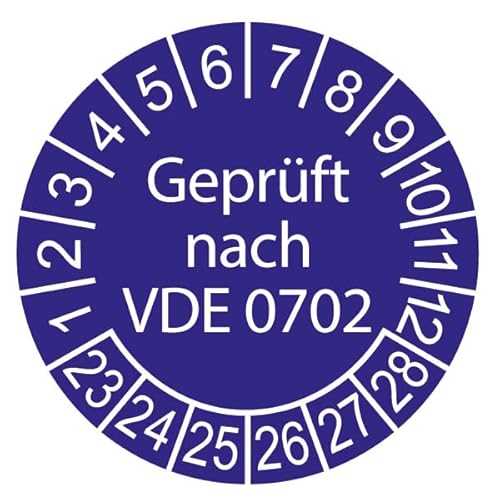100 x VDE/Elektro-Check Prüfplaketten/Sicherheitsplaketten 30 mm Durchmesser mit untersch. Beschriftungen (100, Geprüft nach VDE 0702) von Schilderkröten
