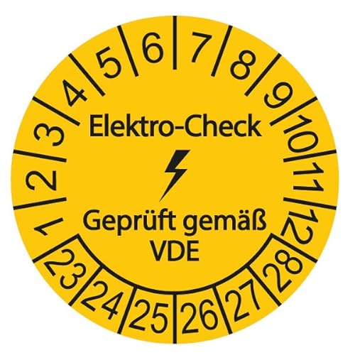 100 x VDE/Elektro-Check Prüfplaketten/Sicherheitsplaketten 30 mm Durchmesser mit untersch. Beschriftungen (100, Elektro-Check - Geprüft gemäß VDE) von Schilderkröten