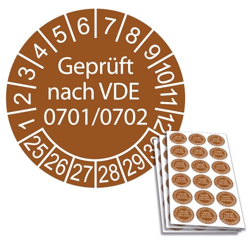 1008 x VDE/Elektro-Check Prüfplaketten/Sicherheitsplaketten 20 mm Durchmesser mit untersch. Beschriftungen (1008, Geprüft nach VDE 0701/0702) von Schilderkröten