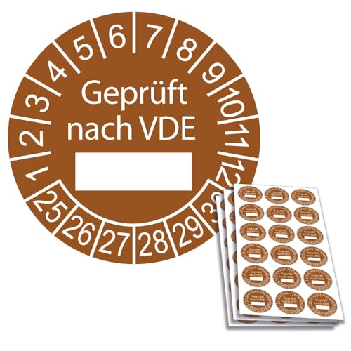 108 x VDE/Elektro-Check Prüfplaketten/Sicherheitsplaketten 20 mm Durchmesser mit untersch. Beschriftungen (108, Geprüft nach VDE) von Schilderkröten