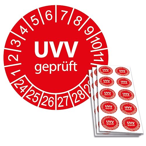 200 x UVV Prüfplaketten/Sicherheitsplaketten 30 mm Durchmesser mit untersch. Beschriftungen (2024) von Schilderkröten
