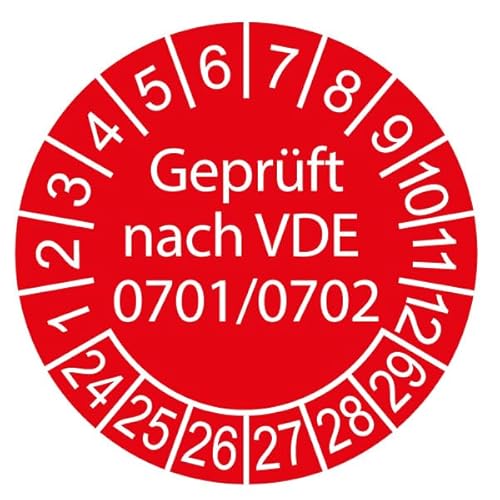 216 x VDE/Elektro-Check Prüfplaketten/Sicherheitsplaketten 20 mm Durchmesser mit untersch. Beschriftungen (216, Geprüft nach VDE 0701/0702) von Schilderkröten