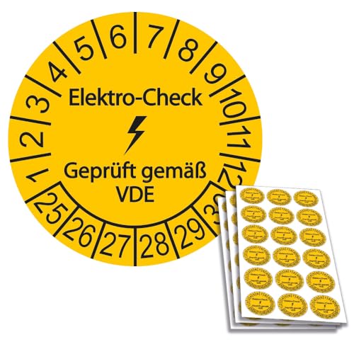 504 x VDE/Elektro-Check Prüfplaketten/Sicherheitsplaketten 20 mm Durchmesser mit untersch. Beschriftungen (504, Elektro Check-Geprüft gemäß VDE) von Schilderkröten