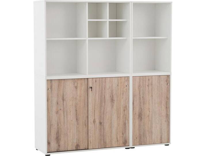 Aktenschrank SCHILDMEYER Serie 400 , braun (weiß, wildeichefarben), B:151,1cm H:167,2cm T:41cm, Holzwerkstoff, Schränke von Schildmeyer