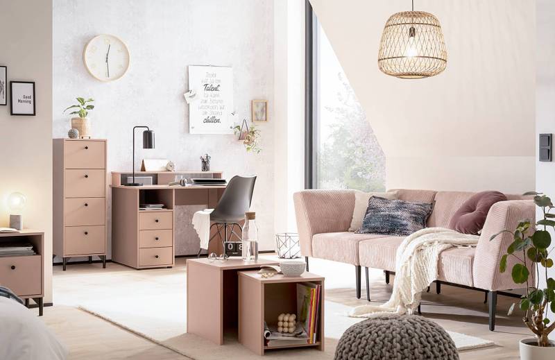 home24 Beistelltisch Smash 2er-Set 40 x 42 x 40cm Pink/Orange/Pastellapricot von home24