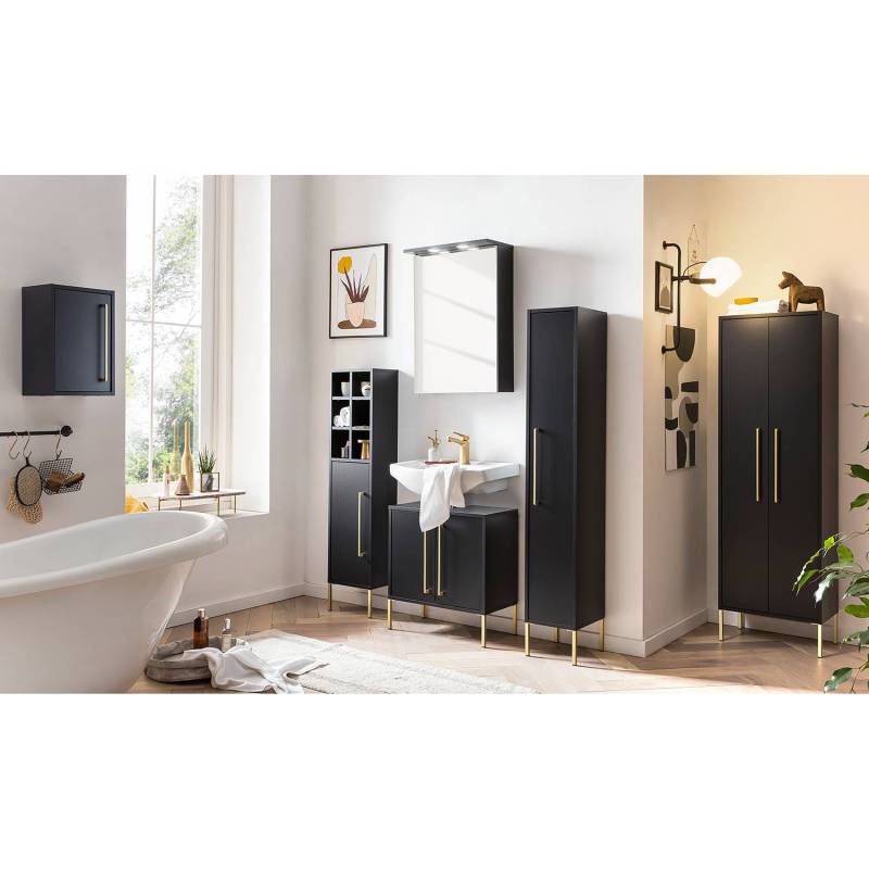 home24 Highboard Sarah II 30 x 131 x 22cm Schwarz/Schwarz von home24