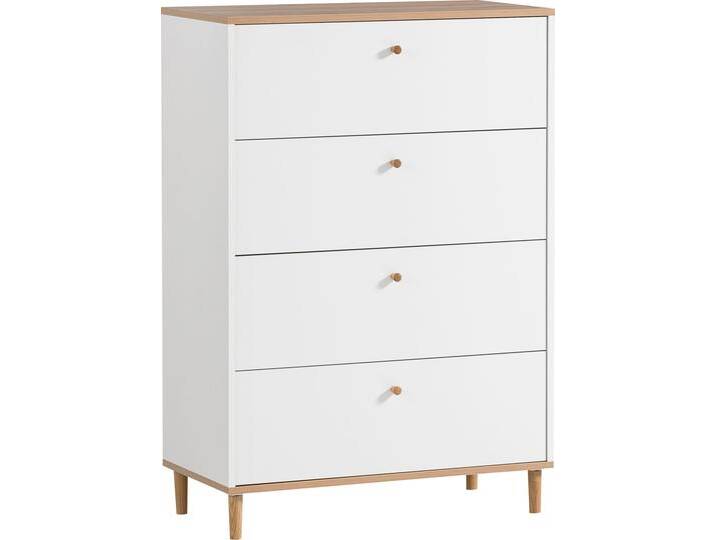 Kommode SCHILDMEYER Hilda , weiß (mattweiß, artisaneichefarben), B:80,4cm H:115,7cm T:40,0cm, FSC-zertifizierter Holzwerkstoff, Sideboards, 4 Schubladen von Schildmeyer