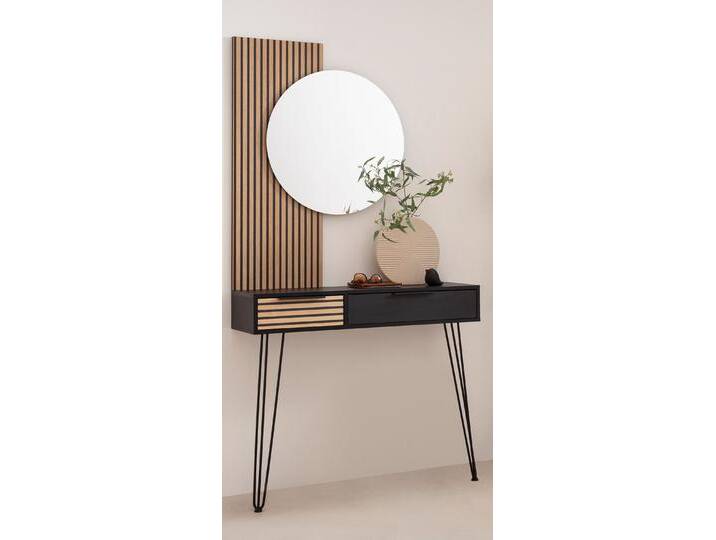 Konsole WELLTIME Hank, Breite 103 cm made in Germany , schwarz (schwarzmatt, akustik), B:103,7cm H:87,8cm T:32,0cm, FSC-zertifizierter Holzwerkstoff, Sideboards, Schubladenfront mit Akustikprint von BAUR