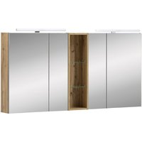 SCHILDMEYER Spiegelschrank »Duo«, BxHxT: 141,6 x 71 x 16 cm, 4-türig, eiche - braun von Schildmeyer