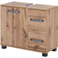 SCHILDMEYER Waschbeckenunterschrank »Milan«, BxHxT: 65 x 59 x 32 cm, Anschlagrichtung: links - braun von Schildmeyer