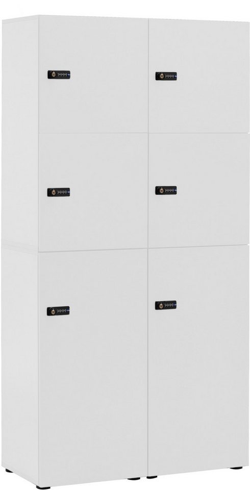 Schildmeyer Garderoben-Set Locked Spind Schrank Set mit 4 Spinden, (4-St), 2x Spind mit 1 Tür, 2 x Spind mit 2 Türen, Made in Germany von Schildmeyer