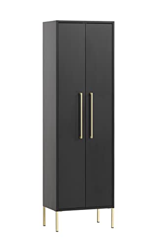 Schildmeyer Gloria Highboard, Holzwerkstoff, schwarz/Gold, 2 Türen von Schildmeyer