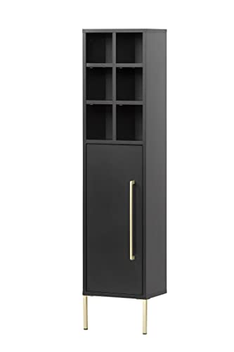 Schildmeyer Gloria Highboard mit offenen Fächern, Holzwerkstoff, Schwarz/Gold, 130,6 x 30,4 x 21,8 cm von Schildmeyer