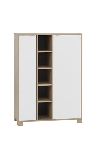 Schildmeyer Highboard Anouk, 701766, Holzwerkstoff, Eiche hell, kreideweiß, 89,6 x 39 x 122,4 cm von Schildmeyer