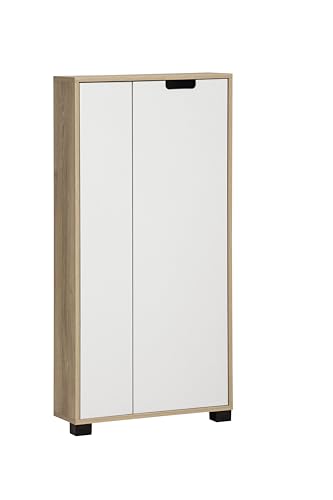 Schildmeyer Highboard Emmik 159447, weiß Eiche Dekor/weiß matt, 59,8 x 19,5 x 124 cm von Schildmeyer