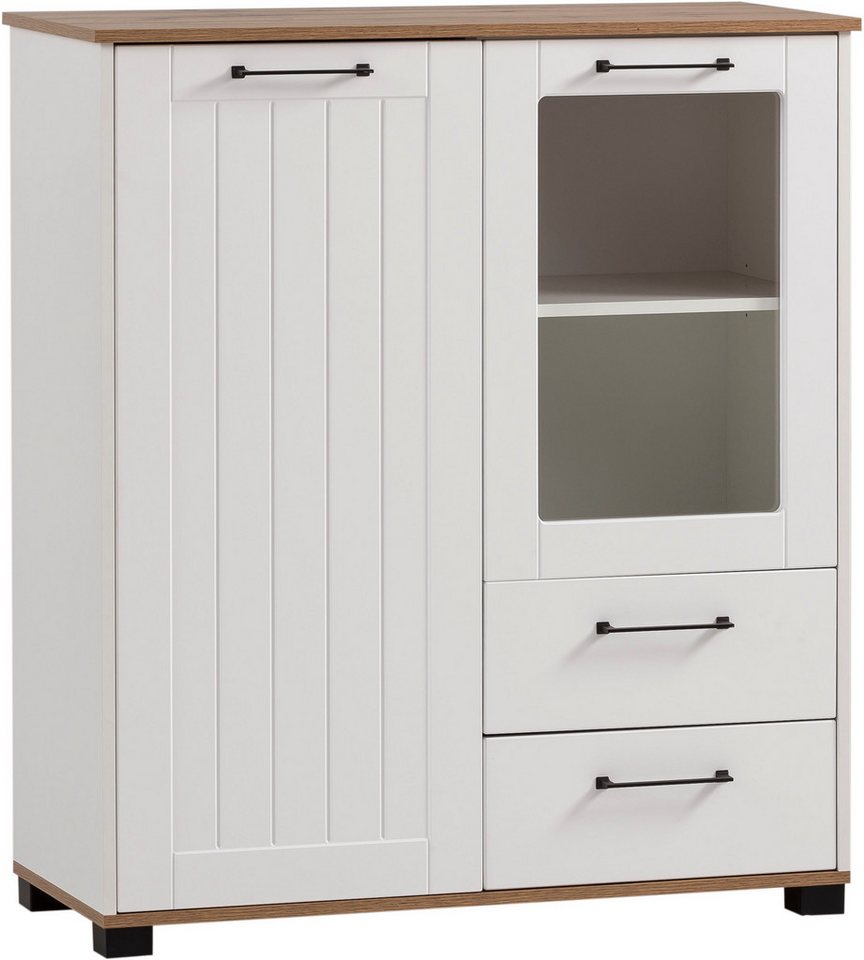 Schildmeyer Highboard Jelda, Breite 99 cm, Fronten in Landhausoptik, Tür rechts mit Glaseinsatz von Schildmeyer