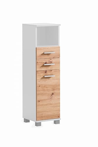 Schildmeyer Highboard Palermo, Holzwerkstoff, Mattweiß/Artisan Eiche Dekor, 30,3 x 32,6 x 110,5 cm (B/T/H) von Schildmeyer