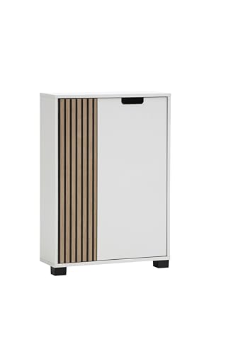 Schildmeyer Highboard Ryker 160034, Mattweiß/Akustikpaneel Optik, 59,8 x 19,5 x 85,2 cm von Schildmeyer