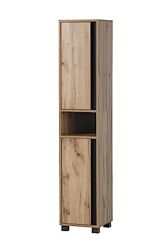 Schildmeyer Hochschrank Dex, Holzwerkstoff, Eiche Landhaus Dekor, 32,6 x 33 x 164,7 cm von Schildmeyer