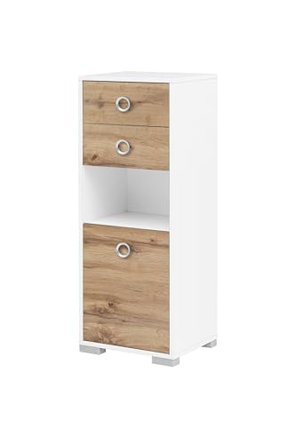 Schildmeyer Kimi Highboard 144250, Eiche Landhaus/kreideweiß, 40,5 x 33,1 x 105,2 cm von Schildmeyer